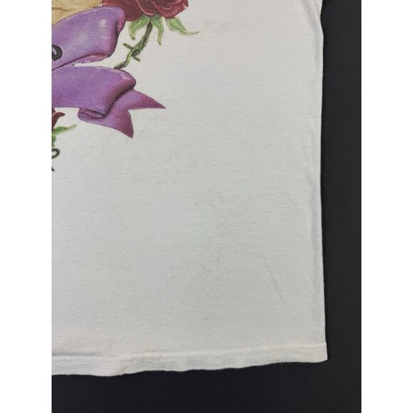 Rare Vintage Y2K Poison Rock Band Tee Skull Flame Rose White Shirt XL Tour Promo - Picture 8 of 14
